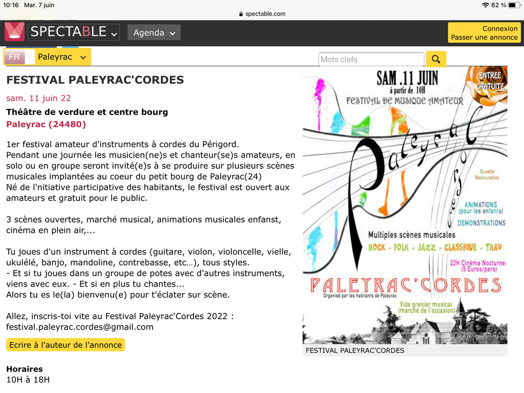 Festival DES CORDES à Paleyrac le samedi 11 juin 